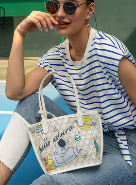 emo大容量托特包女子母包小众设计高级感包包手提单肩狗牙涂鸦包