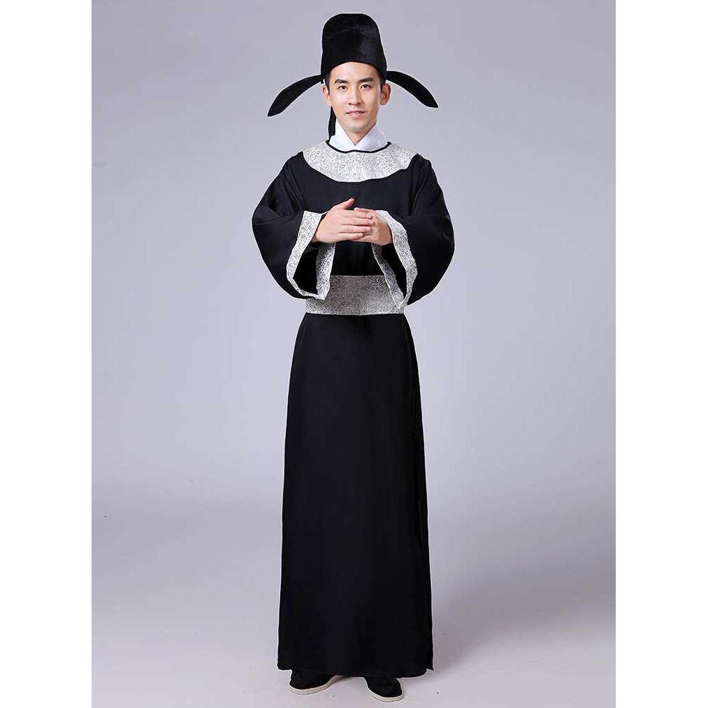 正品唐朝古装汉服男李白演出服端午节书生秀才舞台表演服明宋文人