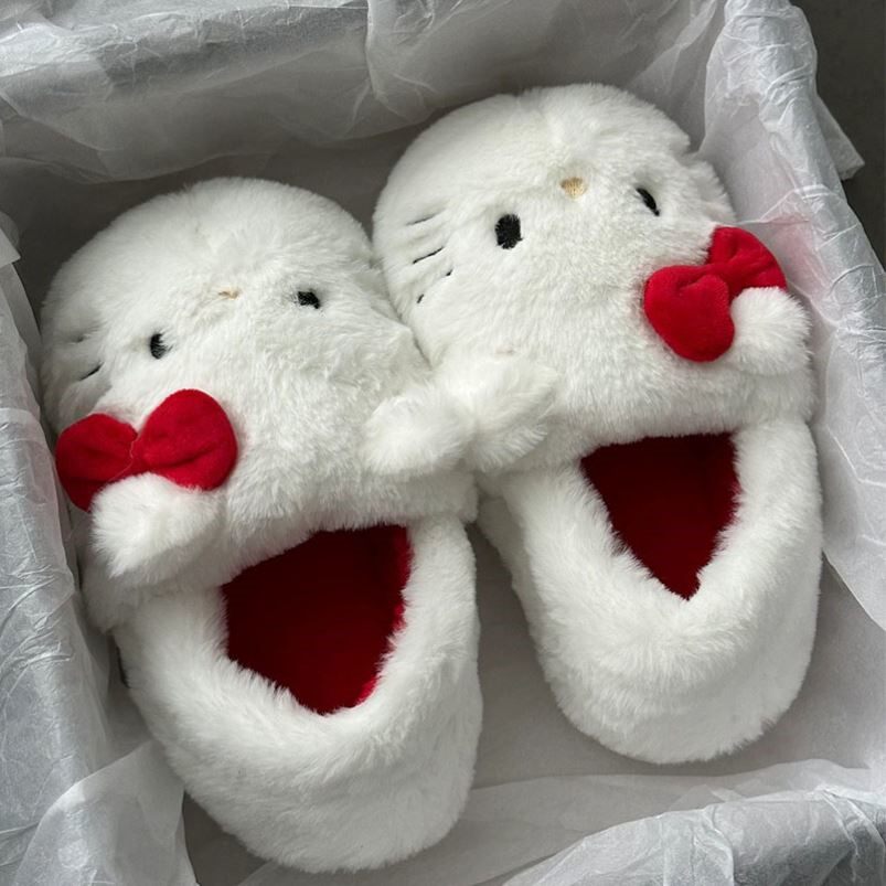 hellokitty拖鞋女学生宿舍可爱厚底棉拖鞋女士秋冬季室内家居保暖