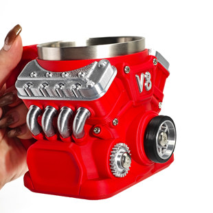 新品3D打印V8 Engine Stainless Steel 3D MugV8创意发动机马克杯