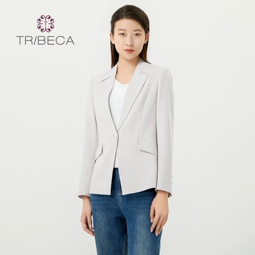 翠贝卡长袖职业亮丝西服