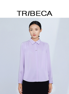 TRIBECA/翠贝卡2024秋新款商场同款紫色通勤简约知性显瘦长袖衬衫