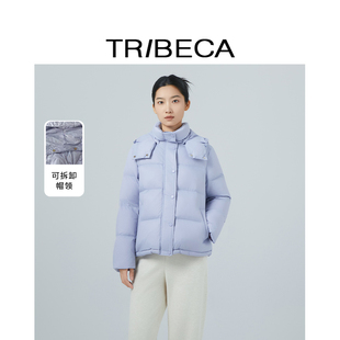 TRIBECA翠贝卡2024年商场同款新款秋冬中短款保暖休闲连帽羽绒服