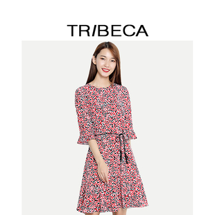 甜美系带五分袖 TRIBECA翠贝卡春秋商场同款 连衣裙
