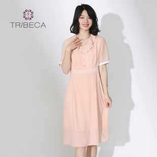 TRIBECA翠贝卡夏商场同款 连衣裙 气质优雅短袖 中长款
