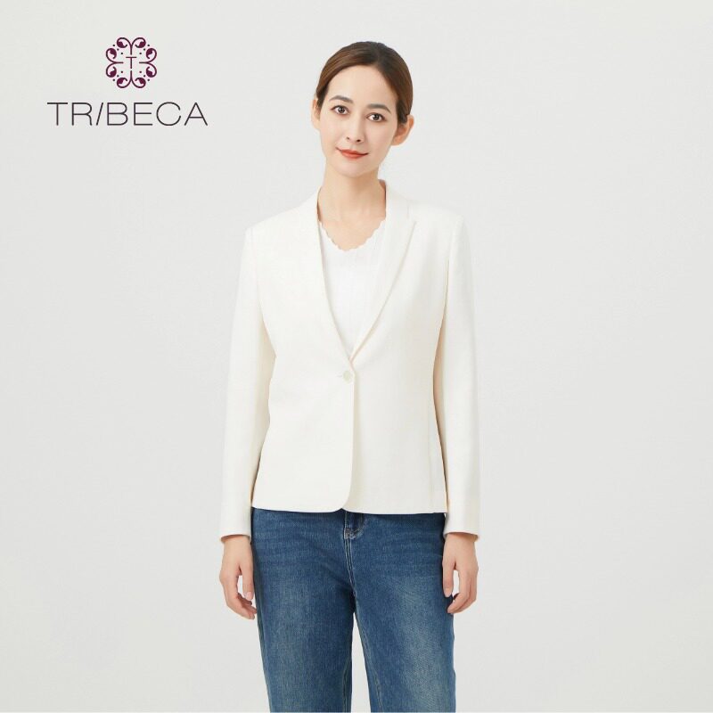 TRIBECA翠贝卡2024春季新款商场同款纯色显瘦女士长袖小西服外套