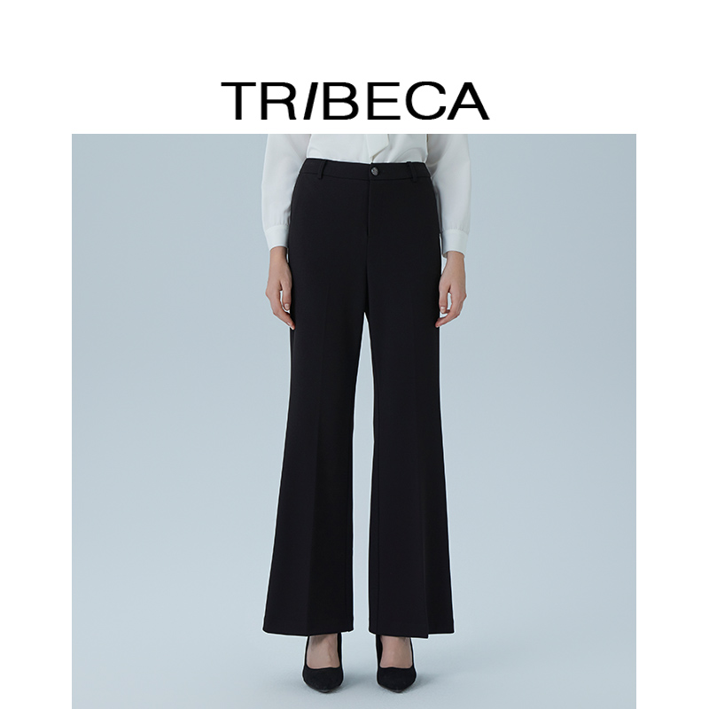 翠贝卡黑色微喇长裤女