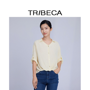 休闲纯色内搭衬衫 TRIBECA翠贝卡2025年春季 五分袖 商场同款 新款