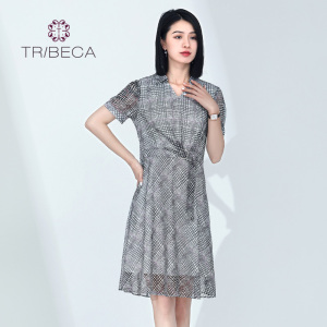 TRIBECA翠贝卡夏季商场同款女士时尚显瘦短袖连衣裙