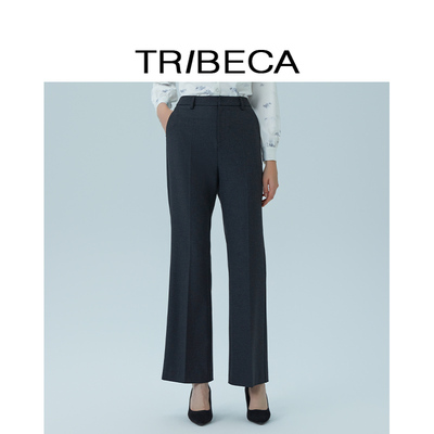 翠贝卡纯色直筒西裤女绵羊毛