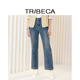 TRIBECA翠贝卡春季 复古女直筒休闲高腰牛仔裤 新款 商场同款