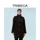 TRIBECA翠贝卡2025冬季 外套 绵羊毛休闲颗粒绒中长款 新款 商场同款