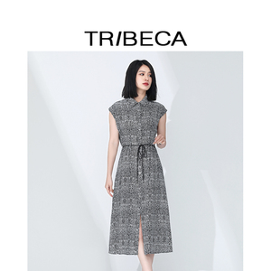 TRIBECA翠贝卡夏季商场同款女桑蚕丝休闲收腰连衣裙
