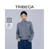 纯色拉链设计宽松休闲针织开衫 TRIBECA翠贝卡2025年春季 商场同款