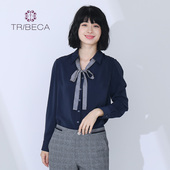 TRIBECA翠贝卡T1539C01C588秋季 衬衫 商场同款 女纯色百搭飘带长袖