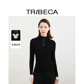 TRIBECA翠贝卡商场同款 半高领套头毛衣 针织衫 秋冬女士修身 打底衫