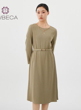 TRIBECA翠贝卡秋新款商场同款女长袖收腰休闲连衣裙