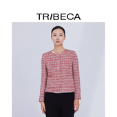 TRIBECA翠贝卡2024年商场同款 新款 秋冬休闲通勤圆领小香风外套