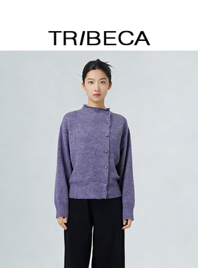 TRIBECA翠贝卡2025年秋冬新款商场同款长袖休闲纯色针织衫