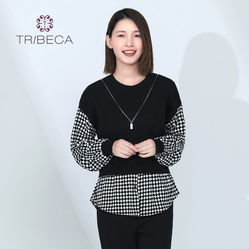 TRIBECA翠贝卡假两件长袖上衣