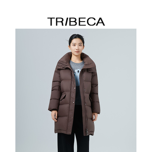 TRIBECA翠贝卡2025冬新款商场同款中长款保暖鹅绒羽绒服外套女