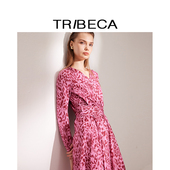 TRIBECA 连衣裙 女优雅V领质感茶歇法式 翠贝卡2024秋新款 商场同款