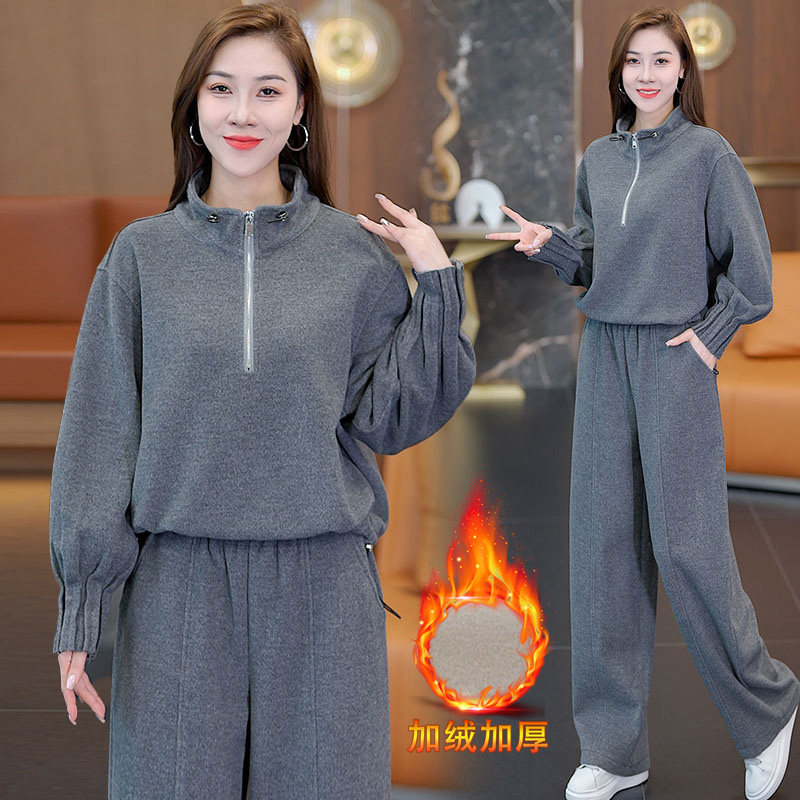 2025新款时尚套装女秋冬款宽松显瘦卫衣阔腿裤两件套休闲运动套装