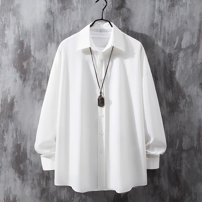 潮牌2025新款港风时尚宽松休闲长袖衬衫男士日系短袖衬衣外套开衫