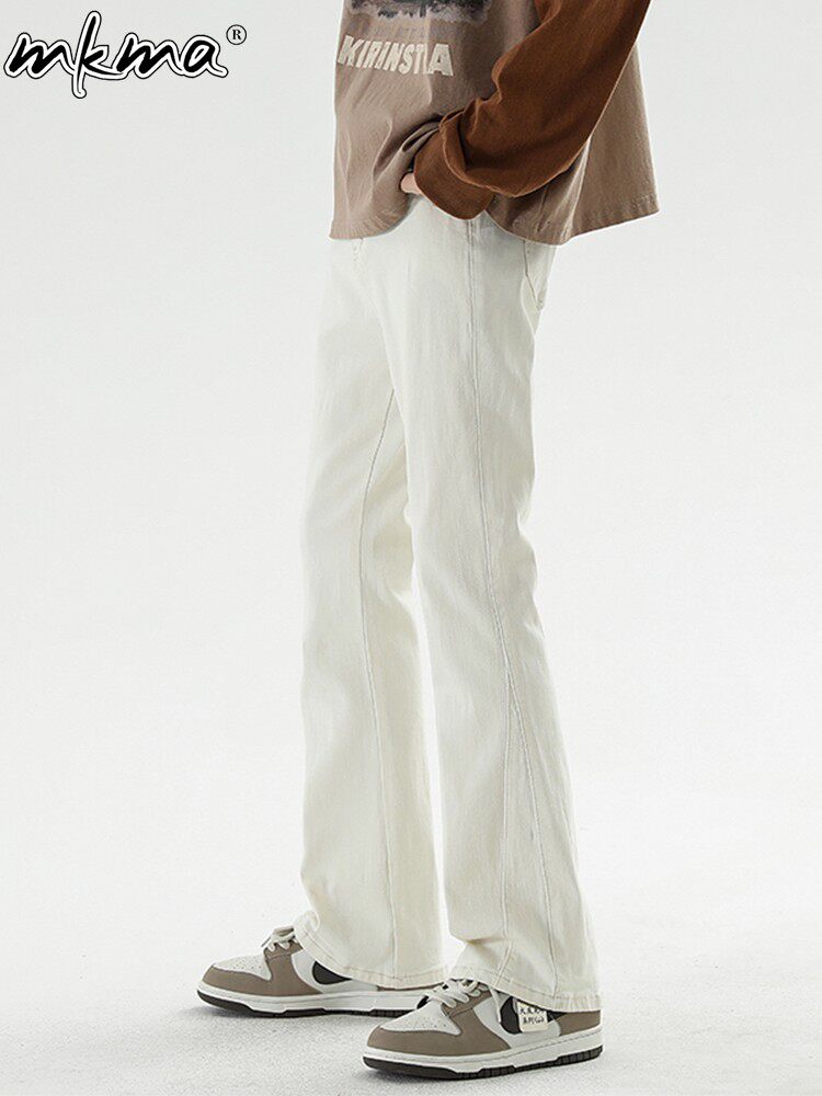 微喇牛仔裤男新款潮流休闲直筒长裤时尚百搭宽松垂感阔腿拖地裤子