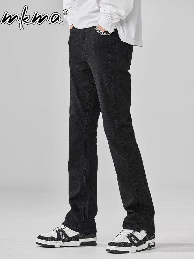 潮牌潮流百搭微喇叭牛仔裤男士新款时尚宽松简约垂感直筒阔腿裤子