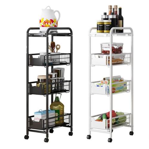 厨房夹缝置物架落地多层移动带轮客厅手推车缝隙整理收纳架家用