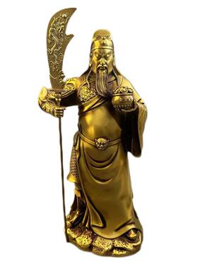 厂家供装应铜摆件铜彩关公黄绘关公关二爷武财神家居客见详情厅饰