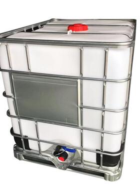 供应100集L不锈钢化I工方形JQX桶白色BC装桶带铁架塑料吨0桶