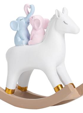 平安家喜乐摇摇马大摆件树祥脂工艺品居装象饰品结婚送礼FYD128吉