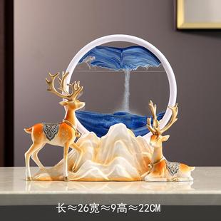 奢招财鹿摆件轻档创柜意酒装饰品客高厅办公桌面家居乔VXU迁新居
