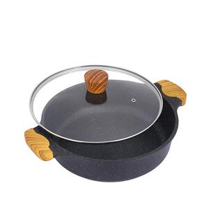 韩式家用石汤底锅不沾麦泡饭面锅平锅水煮鱼锅酒店餐具