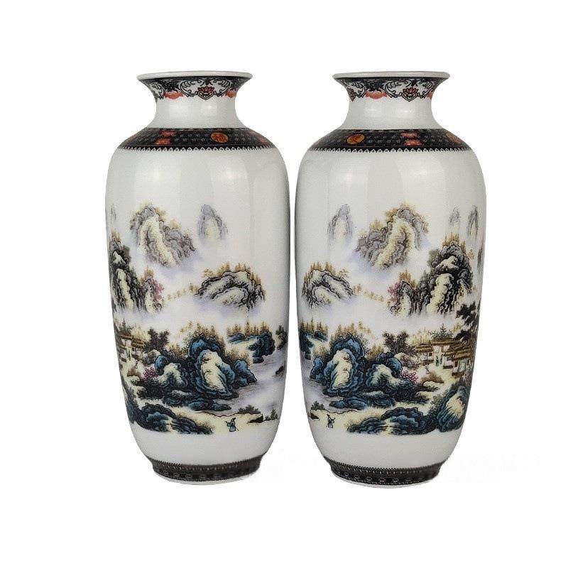景德镇陶全VVV瓷粉彩山川双福禄花瓶摆客厅插件花现代新中式酒柜,橡塑材料及制品,工业陶瓷,淘宝优惠券,粉丝福利购,淘宝优惠卷