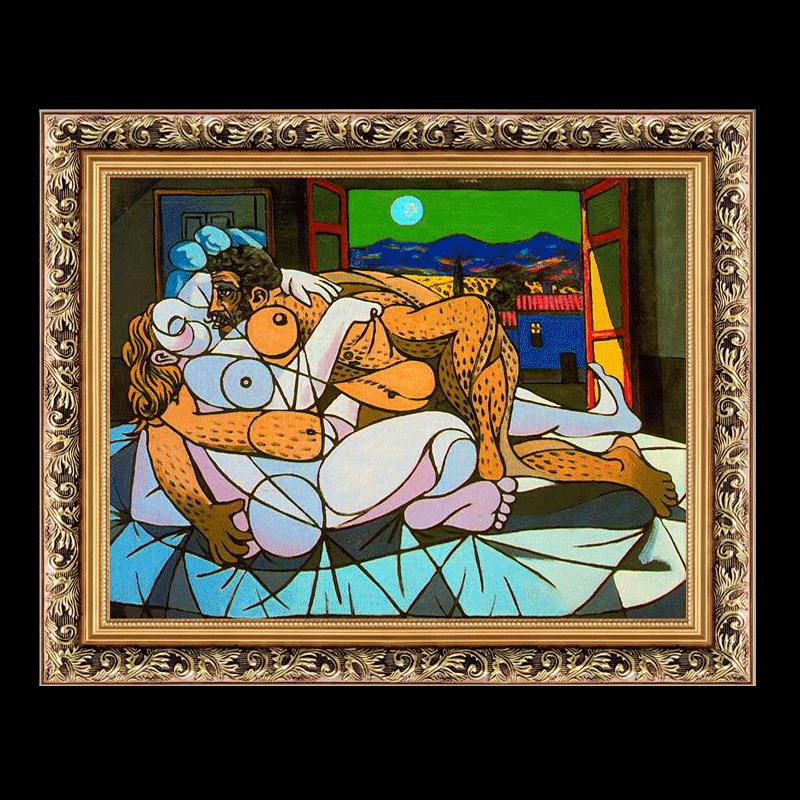 世界名画玄关挂画餐厅壁画抽象人物艺术油画
