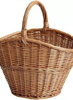 藤花篮手工编编粗织加篮水子园艺家具AYI花店杂货店果收纳篮柳条