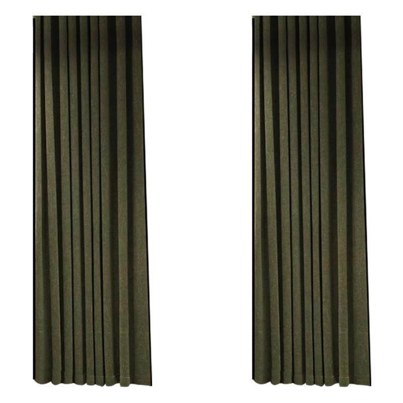 复古美式黑边色织雪尼尔中古风窗帘客厅卧室加厚橄榄绿绍兴柯桥帘