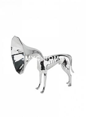 意式轻奢动房物电客镀喇叭狗软装样板电视柜件摆厅书房桌面PDR装