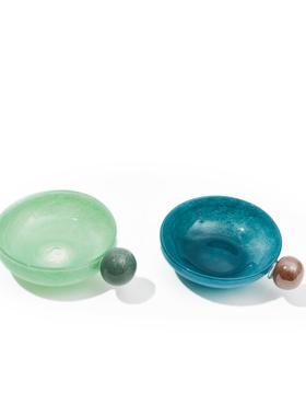 创意轻奢中古风双色迷你餐盘果盘台面餐桌家居软装酒店陈列摆件品