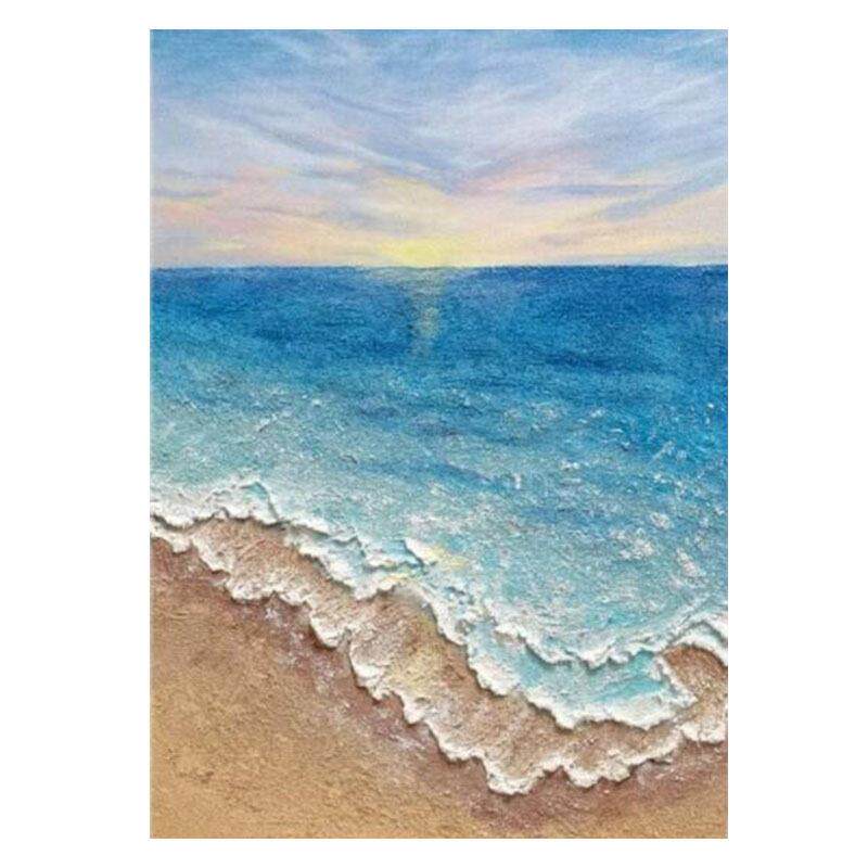 纯手绘油画蓝色大海客厅玄关装饰画立体丙烯石英砂肌理画网红沙滩
