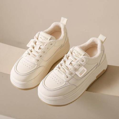 百搭运动休闲棉鞋板鞋2025秋冬新款圆头网红爆款加绒小白鞋女