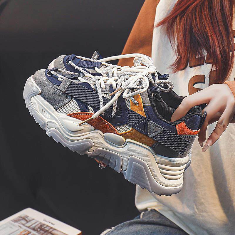 秋冬新款韩版老爹鞋女款低帮增高鞋学生运动休闲鞋跑步鞋街拍潮鞋