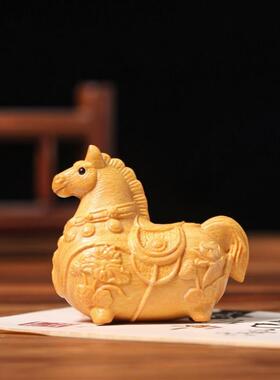 马年大吉摇摇马礼物马上有钱汽车挂件招财雕刻包包挂饰桌面小摆件