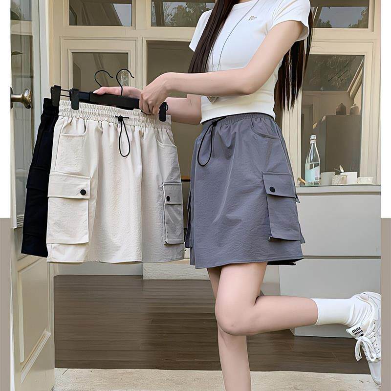 户外露营山系工装裙半身裙女夏运动短裙小个子裙子带内衬短款a字