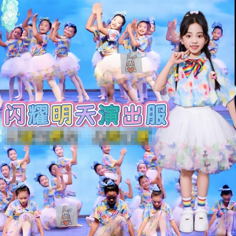 闪耀明天儿童演出服一路花开向快乐出发快乐我和你元旦舞蹈表演服