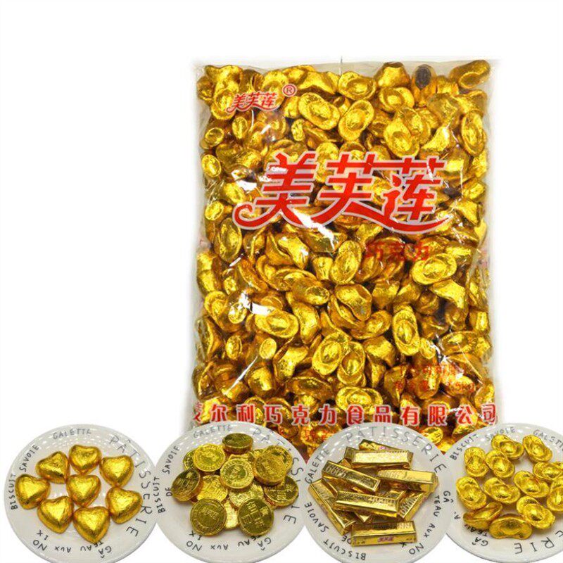 .新日期。5金币花生条元宝巧克力 美芙莲黑蛋糕装饰烘焙制散装代