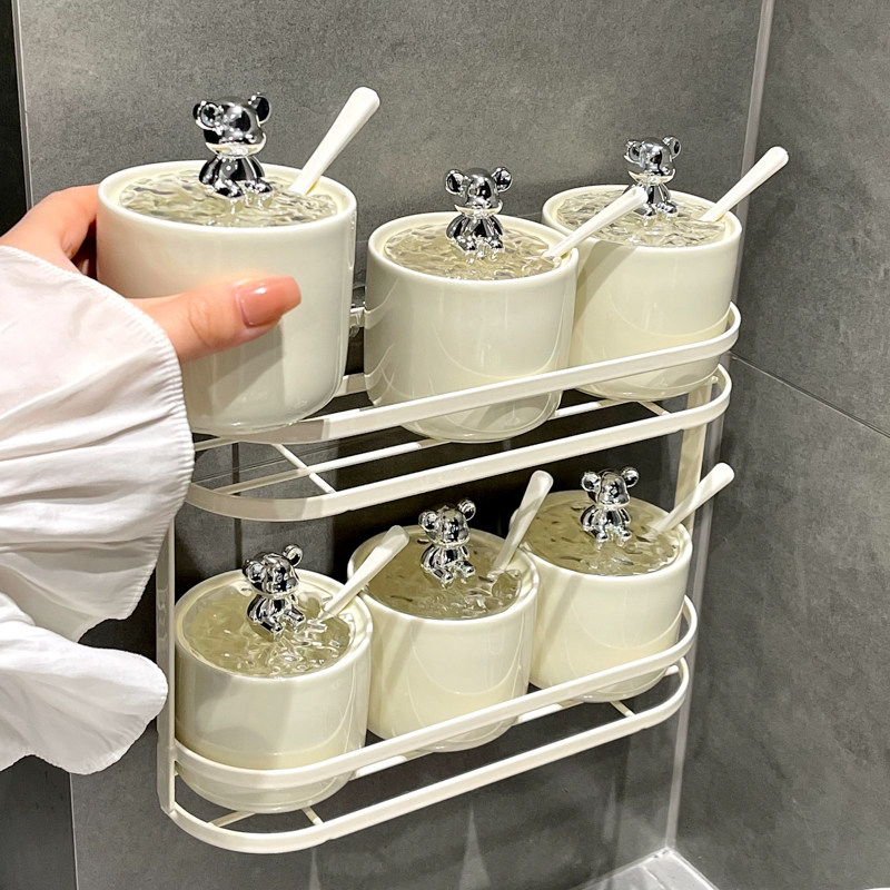 轻奢调味盒壁挂厨房盐味精调味品收纳盒家用墙挂式陶瓷调味罐套装,厨房/烹饪用具,调味瓶罐/调料研磨器,淘宝优惠券,粉丝福利购,淘宝优惠卷